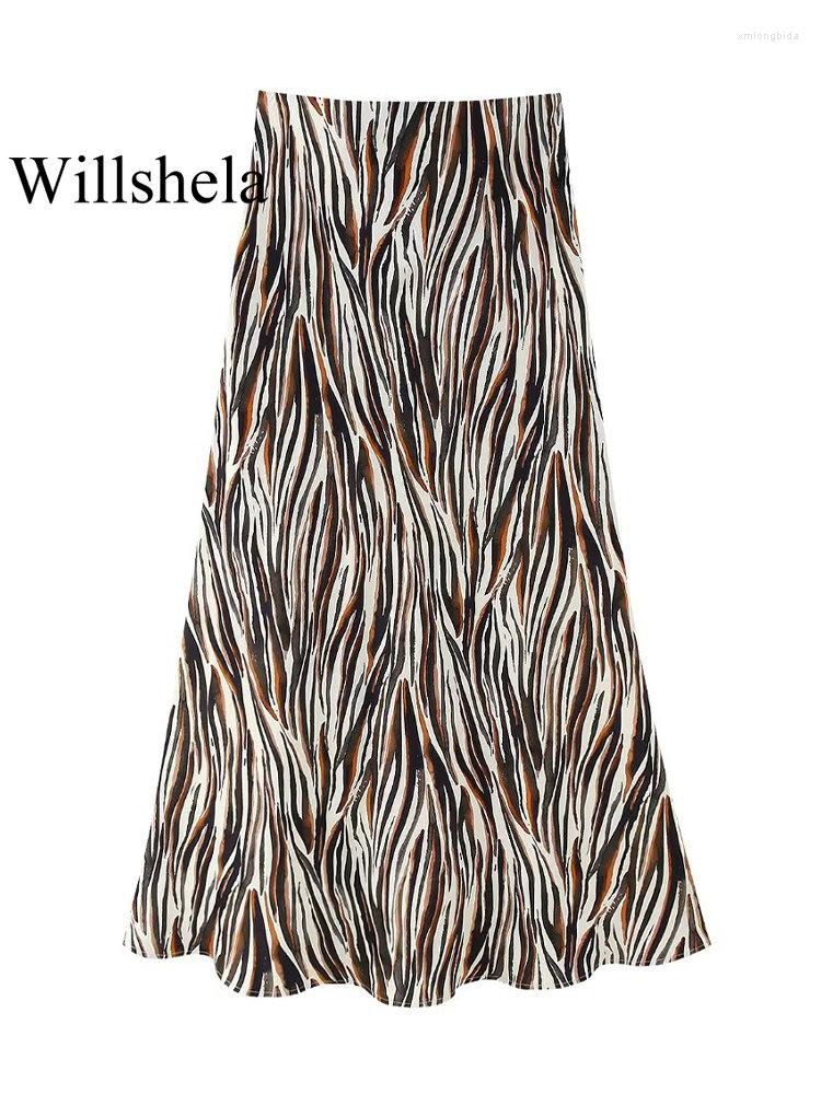 

Skirts Women Fashion Animal Striped Printed Slim Fitting Midi Skirt Vintage High Elastic Waist Female Chic Lady, Print