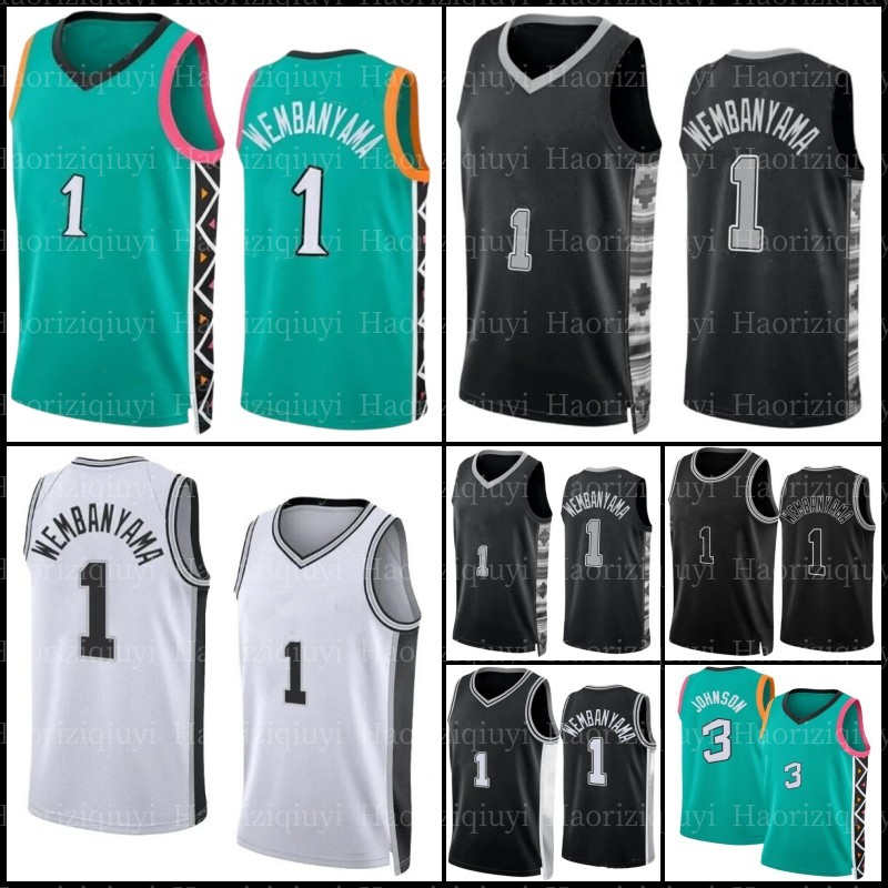 

2023 Basketball 1 Victor Wembanyama Jerseys Keldon 3 Johnson, Men jersey