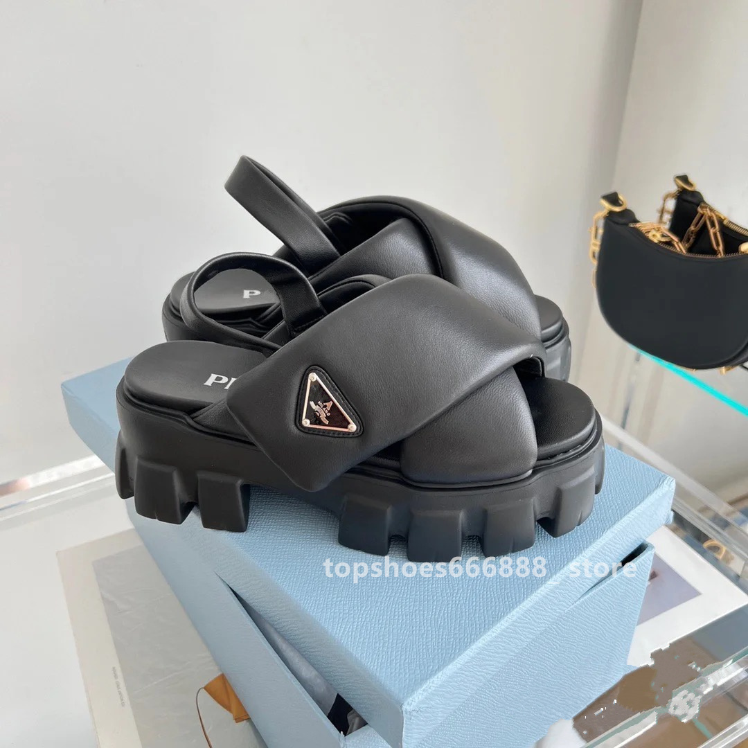 

Milano New Summer Open Toe Slippers Fashion Women Platform Flats Casaul Beach Brand designer thick soles Slides prade Elegant Women's Sandals, C8 high quality