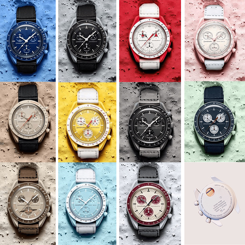 

Bioceramic Planet Moon Mens Watches Omeg High Quality Full Function Chronograph Designer Watches Mission To Mercury 42mm Nylon Watches Quartz Clock Relogio, Black