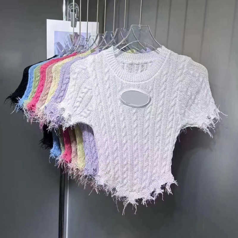 

Fashion Short Sleeve Womens Tshirt Diesel hobo Designer t Shirt Knitted Pure Cotton Top Hollowed Out Embroidery Tee Sexy Women Clothing, White