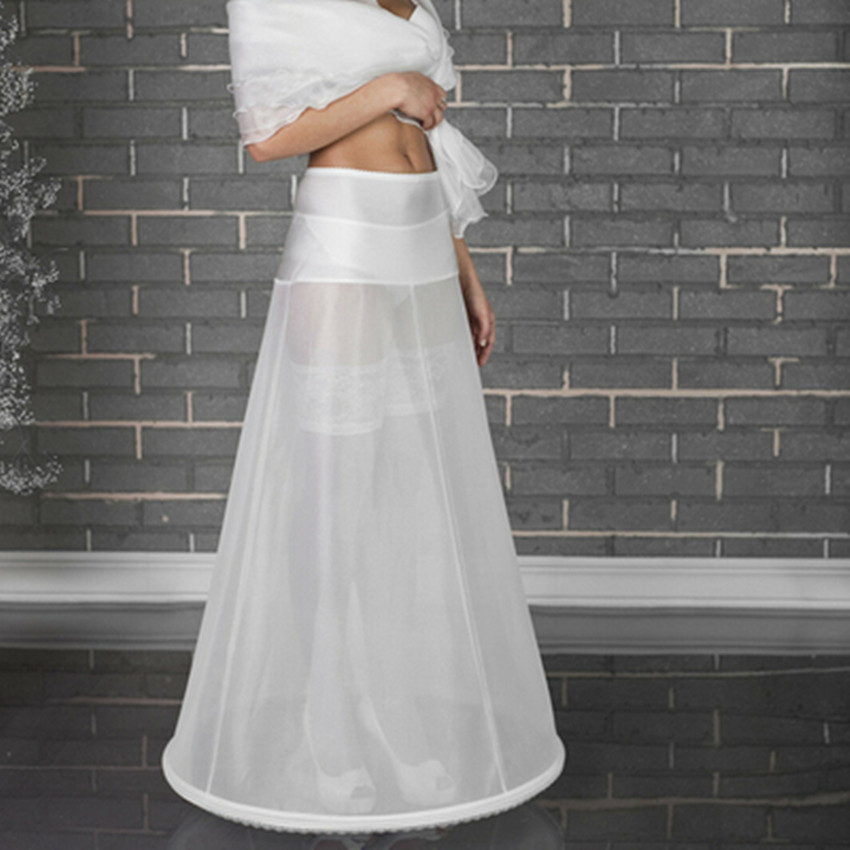 

New Wedding Dress, A-line Swing Skirt, Performance Support Skirt, Single Steel Girdle Waist, Smooth Yarn Pong Skirt, 1 Steel Ring Lace Petticoat QCG-0019-A, White