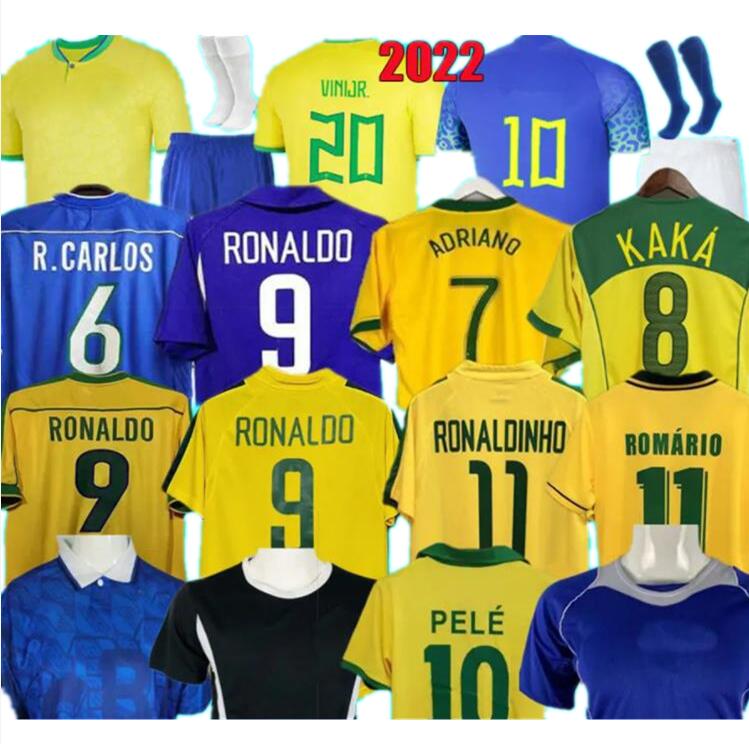 

1970 1978 1998 Retro Brasil PELE soccer jerseys 2002 Carlos Romario Ronaldo Ronaldinho shirts 2004 1994 BraziLS 2006 RIVALDO ADRIANO KAKA 1988 2000 2010 2022 VINI JR, 2000 home jersey
