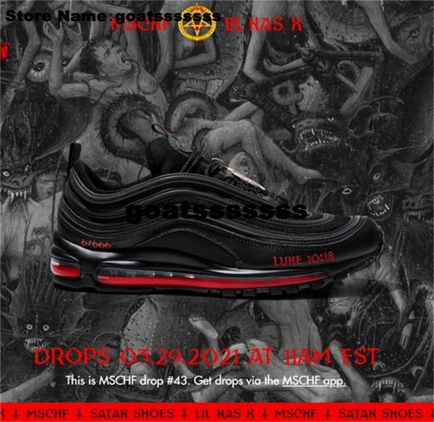 

Shoes Mens INRI Jesus Air Running Size 12 Sneakers 97 Satan Mschf Women Us 12 Designer Casual Eur 46 Max Us12 Black Red Trainers Kid Scarpe Big Size Runners Tennis