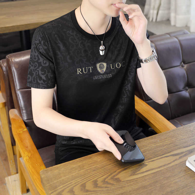 

Men's Short Sleeve T-shirt Summer 2023 New Trend Ice Silk Half Sleeve Men's Fashion Brand Cool Feeling T-shirt Top Authentic 28XTQ, 577 green