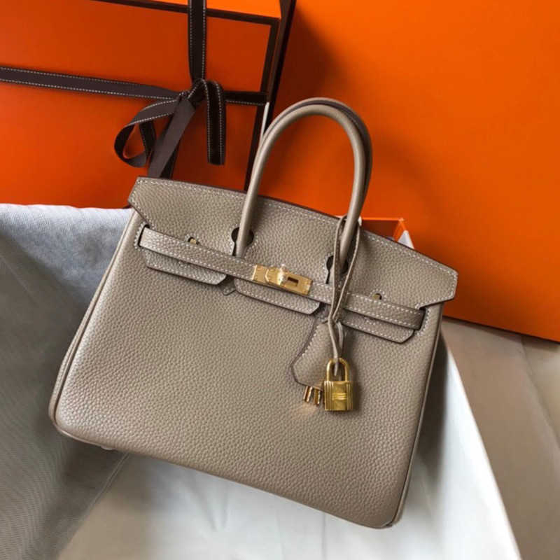 

Handbags H ermes Bags Birkin Top Totes Bags Lychee Pattern Bun Top Layer Cow Leather Women's Bag Large Capacity Bag Single Shoulder Diagonal Cross Handbag ZDF5, Head layer cow hide dark grey (khaki