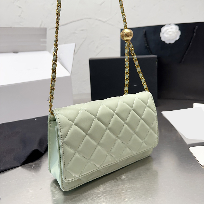 

Womens Classic Pearl Crush Gold Ball Shoulder Bags Coin Purse Wallet With Metal Hardware Matelasse Chain Crossbody Card Holder Multi Pochette Clutch Handbags 20cm, Black