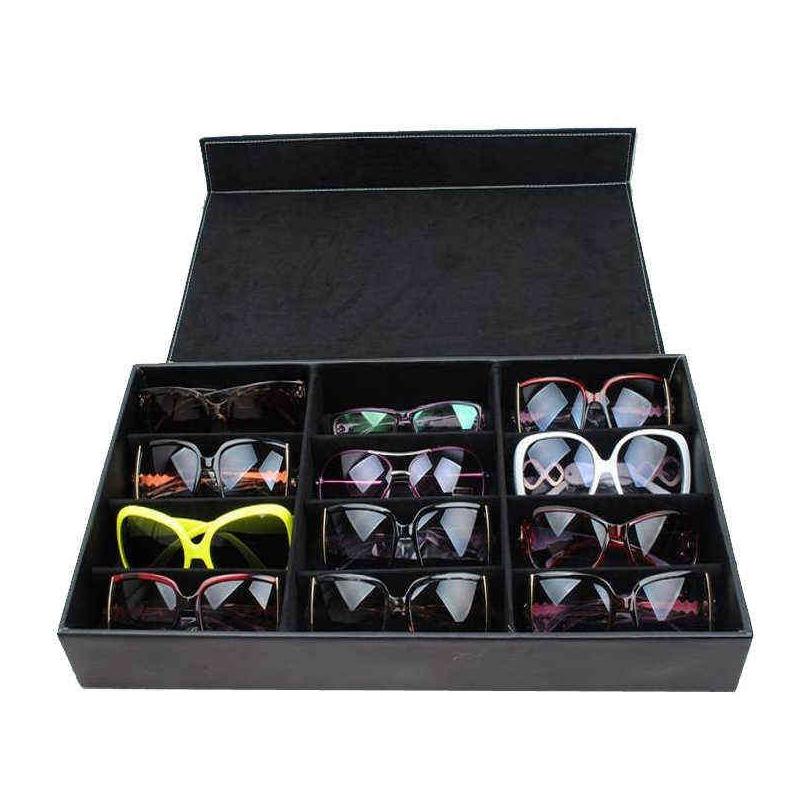 48x24x6cm 12 grid sunglasses storage box organizer glasses display case stand holder eyewear eyeglasses box sunglasses case h220505