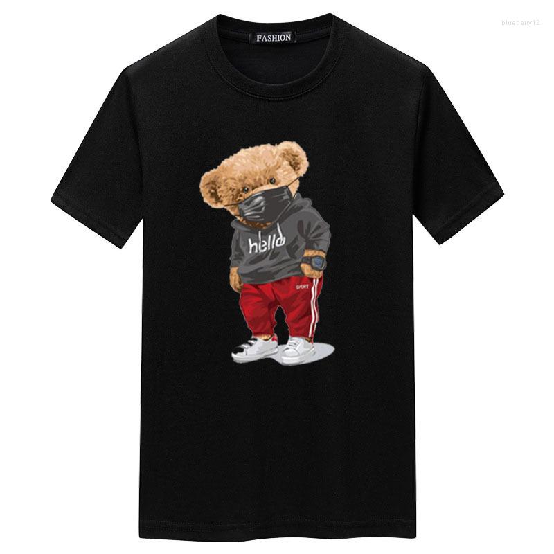 

Men's t Shirts Sports Mask Bear Print Short-sleeved T-shirt Male Half-sleeved Summer Casual Oversized Men Shirt 8CWEI, Red