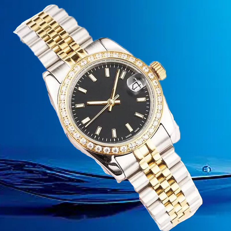 

40m36mm Woman diamonds Watch 31mm 28mm Automatic Quartz Watches With Box Sapphire Waterproof Wristwatches Silver black Gold Round Stainless Steel Watches Gift, B6