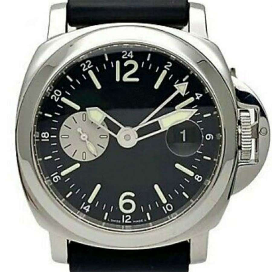 

Business Watches Men Watch Black Dial Men's Automatic Movement GMT Mechanical Officine Leather Strap and rubber strap Calendar Steel