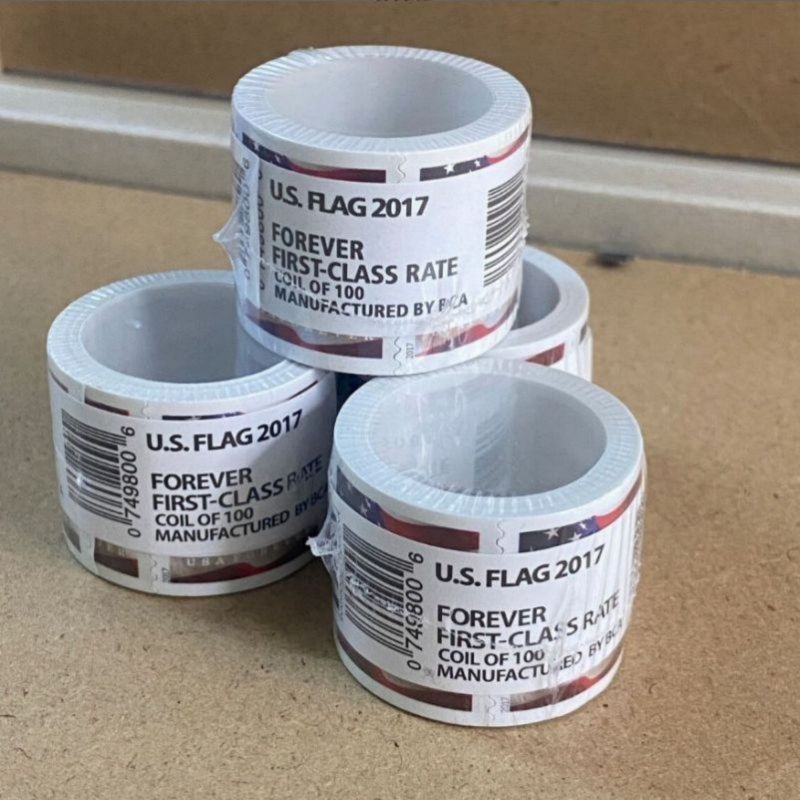 

Stamp U.S. Flags Roll of 100 1st Class for Mailing Letters Postcard Office Mail Supplies Invitations, Customize