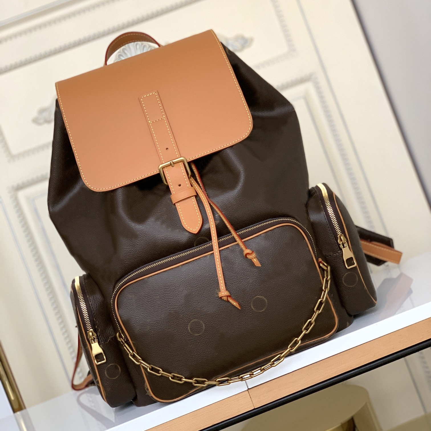 

9A Designer Backpack Bosphoroe Men Travel Bags Bronze Hardware Top Quality Handbags, Black