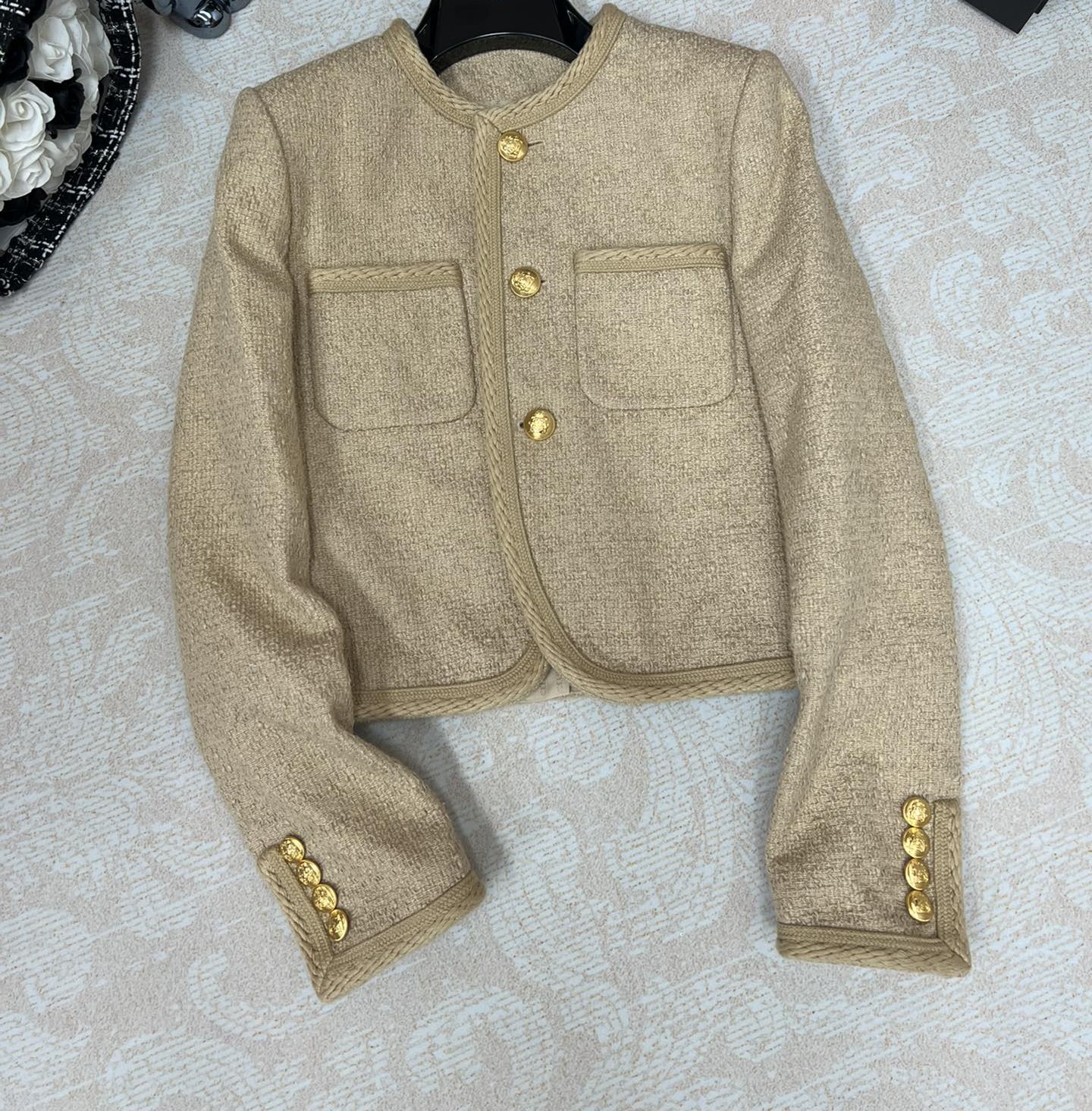 

Cel 2023 New Women' brand jacket Autumn Winter OOTD Fashion Jacket top-grade Metal buckle Tweed jacket Casual Spring coat Cardigan Mother' Day Gift, Khaki