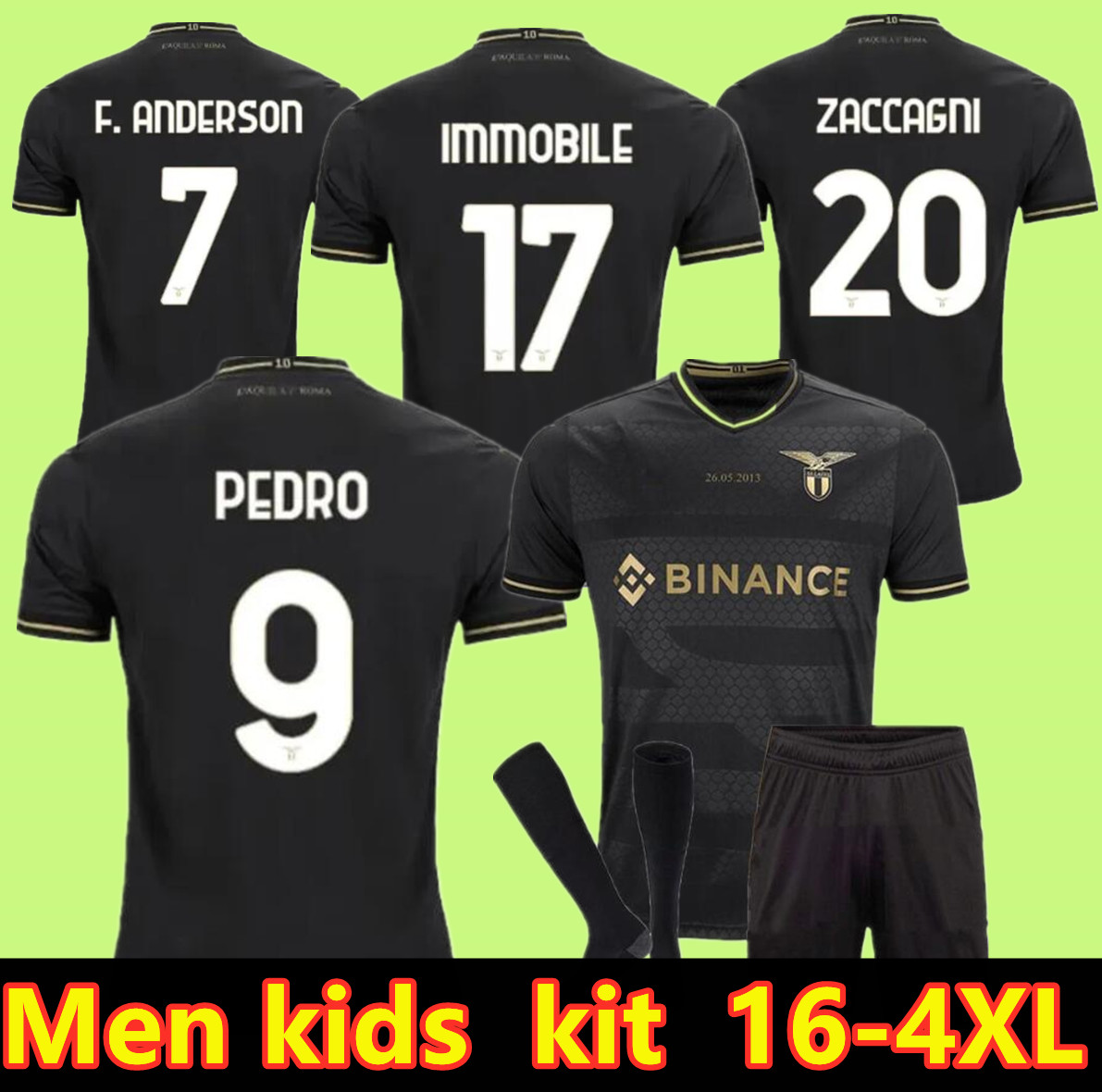 

2023 Lazio 10th Soccer Jersey 23 24 Luis Alberto Immobile Lazzari Sergej Anderson Hys Reina Pedro Lucas Correa Caicedo Adult Kids Kit, Black