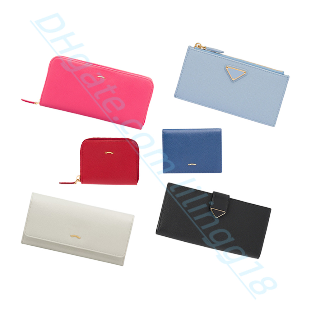 

Luxury Womans Designers purses card holder passport wallets with box coin purse classic Clutch bags key Top quality genuine leather card holder pocket, 9-pink
