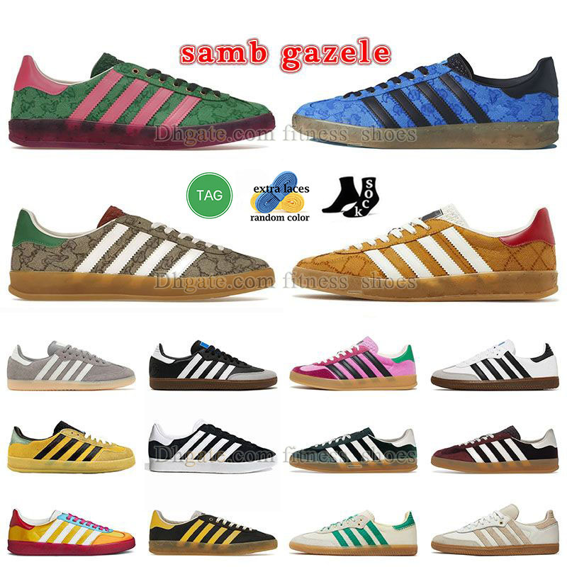 

Luxury designer Samba casual Shoes mens womens G Gazelle sneakers monogram walk shoe vegan white black red green patchwork Sambas OG retro velvet pink beige trainers, A20 g multicolor
