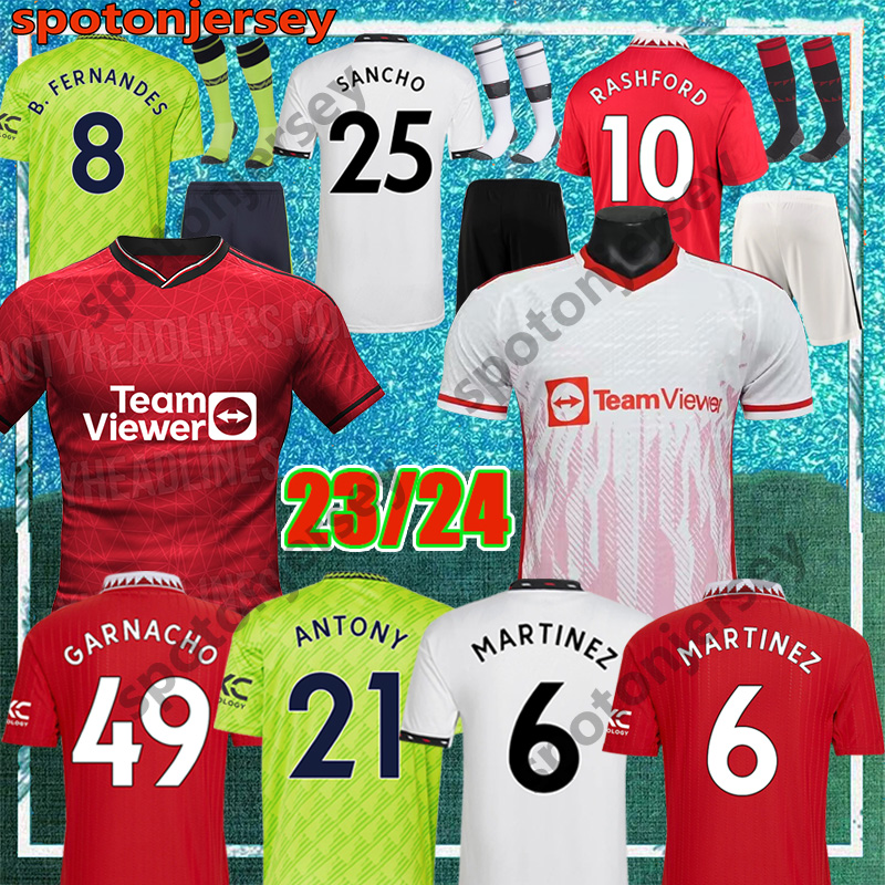 

23 24 MANS UTDS soccer jerseys RASHFORD CASEMIRO MARTINEZ SANCHO GARNACHO ANTONY 2023 2024 B. FERNANDES manchesters UTDS football shirts kit set Uniforms 52001, Home epl