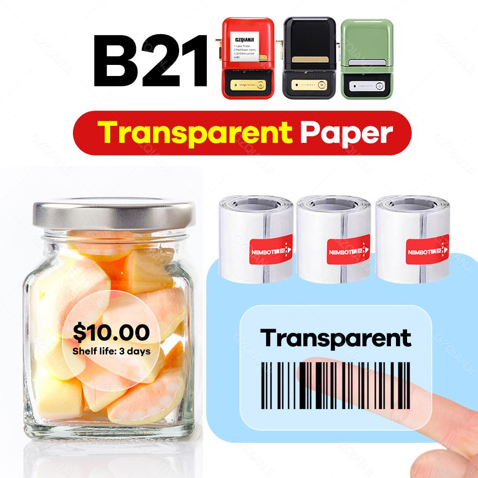 

Printers Niimbot B21 B3S Sticker Thermal Label Printer Paper Roll Transparent Waterproof Category Barcode Price Size Name Label Paper
