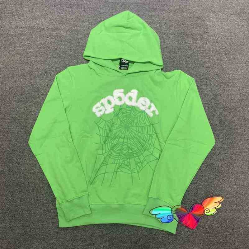 

Men's Hoodies Sweatshirts Mens Green Sp5der Young Thug 555555 Hoodie Men Women High Quality Angel Spider Web Graphic Foam Printing Sweaterwqmu, Black