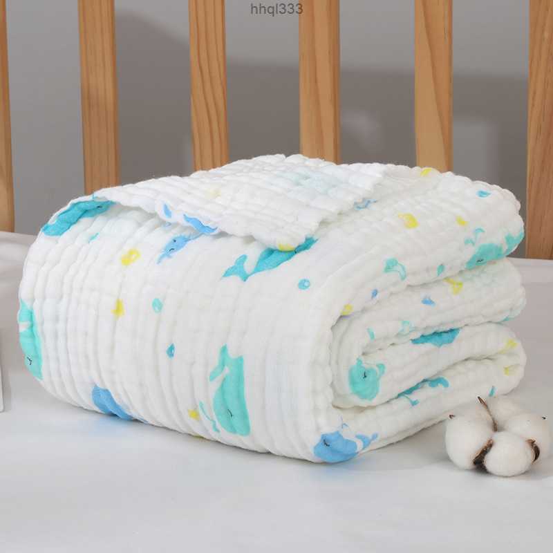 

Bvp0 Zggo Baby Blankets Newborn Manta Baby Blanket Winter Muslin Squares Bath Swaddle Cotton Swaddles Wrapples 6 Layer, Whale