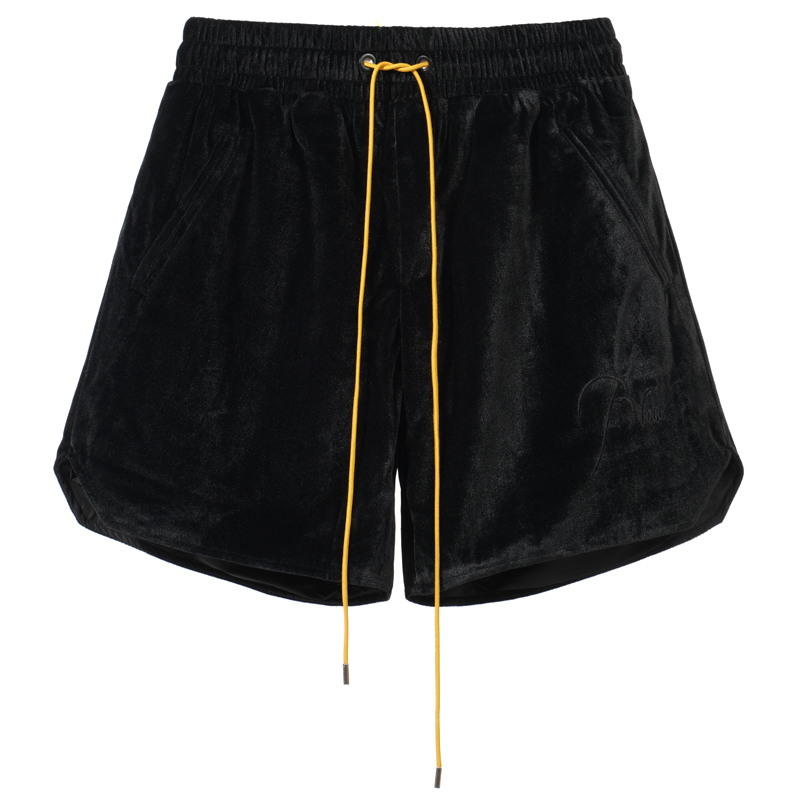 

22ss Spring Summer Europe USA Embroidery Velvet Shorts Women Men High quality Drawstring Middle Pants Jogging Short Bottoms, Black
