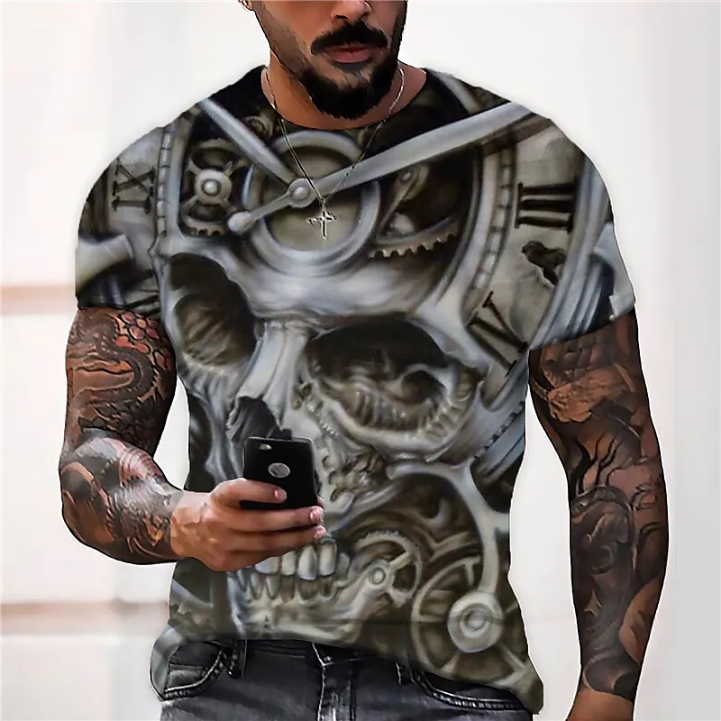 

Men's t Shirts Death Skull Print Shirt for Men Terror Harajuku Oversized Short Sleeve Tops Summer Trend Leisure O-neck Tees Vintage Clothes 14LF5G, Dxtx-skull-10305