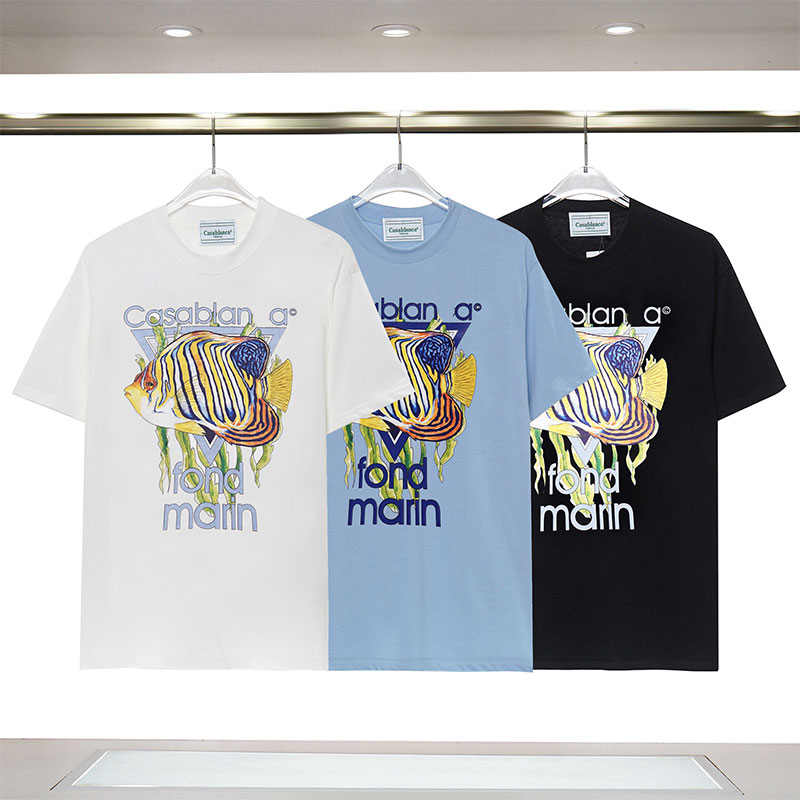 

23ss Casablanc Shirt Designer Mans Womens Summer Leisure Shirts Masao San Print Casual Casablacnca Tshirt Short Sleeves Luxury T-Shirt High Quality Fashion Tees 3XL, Black one