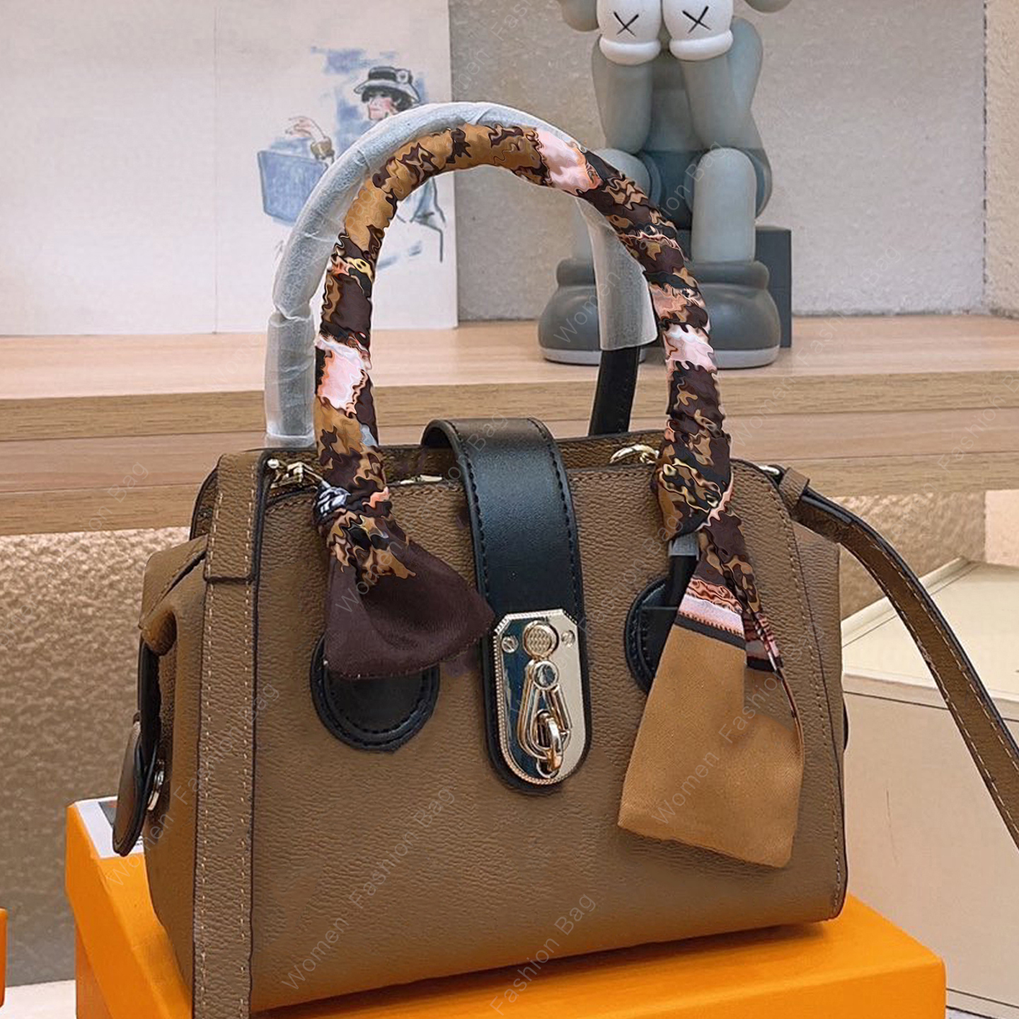 

Mini Shopping Tote Bag Handbag Hand Bag Classic Printed Designer Shoulder Crossbody Bag Multi Compartment Design Wallet Purses, White