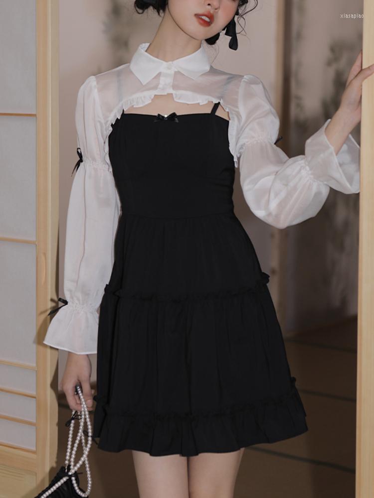

Casual Dresses Elegant Sweet Dress Women Summer Sexy Kawaii Party Mini Female Designer Chic Bow Korean Fashion Strap 2023, Only cardigan