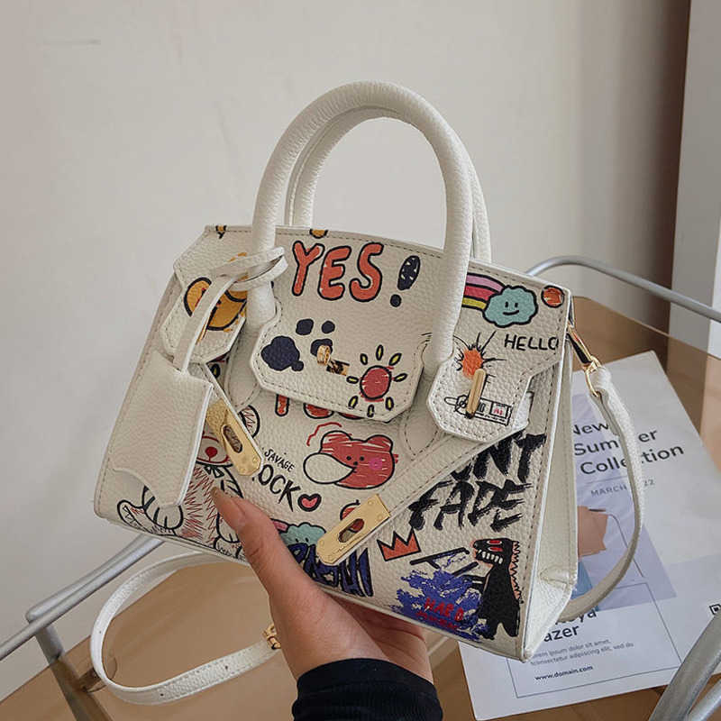 

Custom Totes H ermes Handbags Crossbody Bags Personalized Cartoon Graffiti Single Shoulder Bags For Women New Commuter Versatile Fashion Trend Bags YI-N7P5, Purple