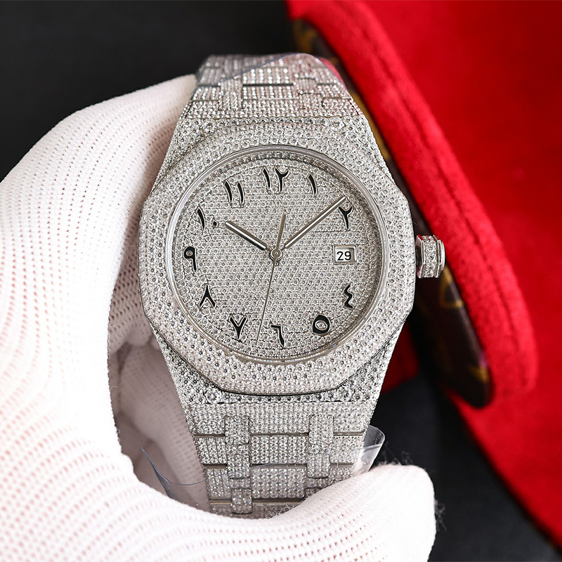 

Diamond Watch Mens Watch Mechanical Movement Wristwatch 41mm Stainless Steel Strap Sapphire Waterproof Orologio di lusso Multiple Colours Gold watchs, Color 2