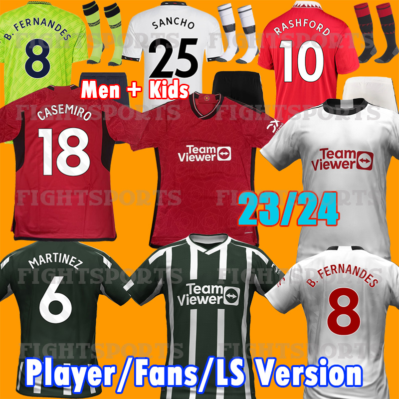 

22/23/24 RASHFORD Soccer Jersey 2023 MANS UTDS ERIKSEN SANCHO FRED Shirt B.FERNANDES MALAYSIA MARTINEZ GREENWOOD MANCHESTERS SHAW kids kit Football Uniforms, 22 23 home patch