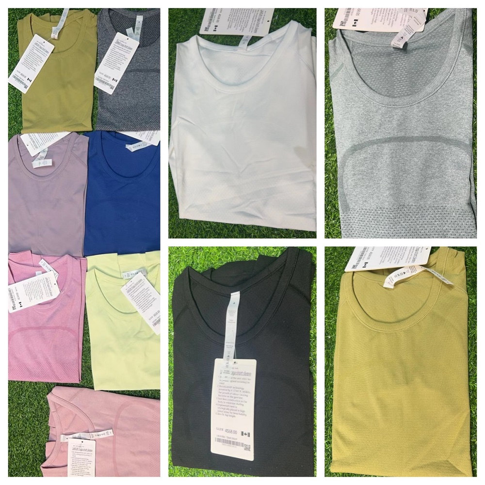 

Lulu Align Women's Yoga Short Sleeve Solid Color Nude tshirt Sports Shaping Waist Tight Fitness Loose Jogging Sportswear Womens t shirt High Quality, Purple