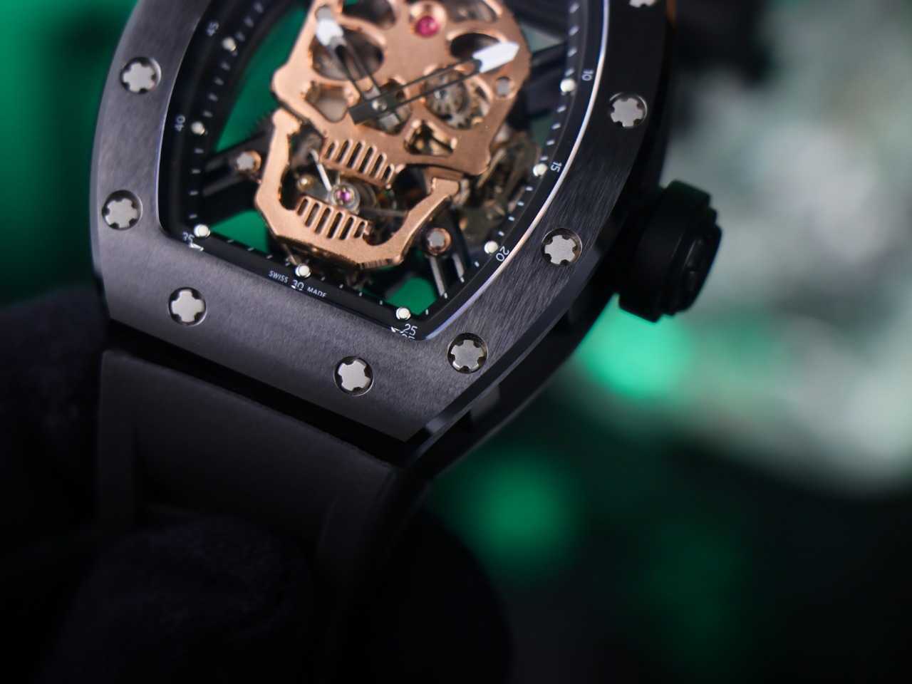 

RM052-01 SUPERCLONE Active tourbillon watches Skull wristwatch Luxury designer rm52-01 mysterious skull hollowed out full-automatic men's mechani 5 3BTF, Black