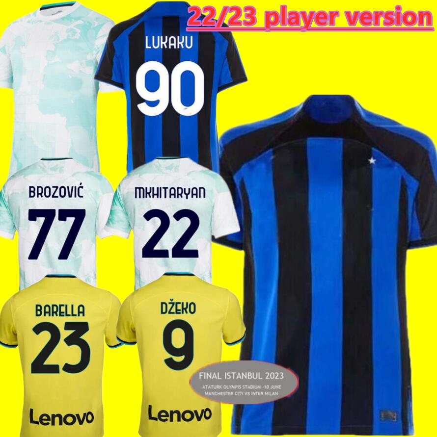 

22 23 24 LUKAKU Soccer Jerseys FINAL Maillot de DZEKO LAUTARO BARELLA 2023 Maglie Football ShirtS TOPS Kvaratskhelia Special Inters Milans player version NO sponsor, No sponsor home