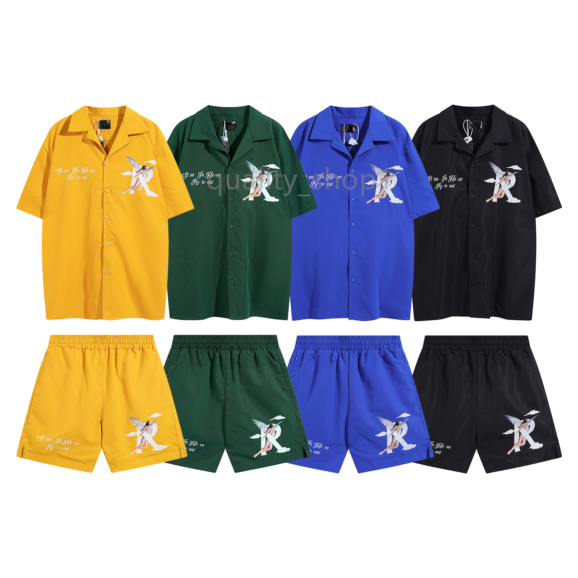 

Designer Mens Short Sleeve Shirt Cotton Shorts Fashion Casual Mens Womens Lapel Shirt Short Sleeve Loose Shorts High Street Suit Men's Cardigan Shorts 2 Piece Sets