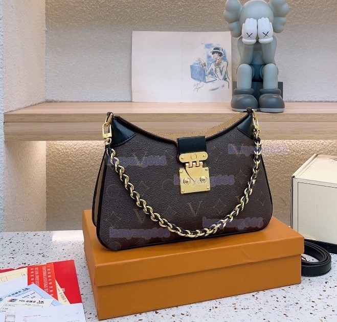 

2023 TWINNY Designer Women Handbags Braided Chain Luxurys Flap Shoulder bag with S-lock Crossbody Bags M46659, Black