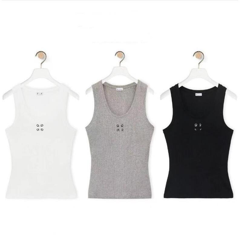 

Women Knits Top Tee Designer Embroidery Knitted Vest Tank Top Sleeveless Breathable Knitted Pullover Womens Sport Tops, White long version