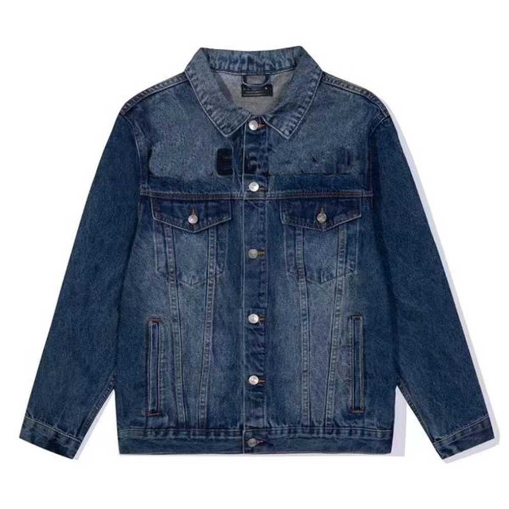 

mens jackets classic paris style denim jacket thin Coat print letter Casual Stylist overcoat Outwear MOCN, Denim black