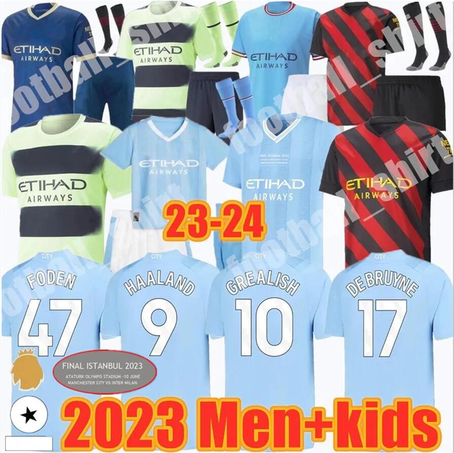 

23/24 HAALAND Manchester soccer jerseys GREALISH STERLING MANS CITIES MAHREZ fans player version DE BRUYNE FODEN 2023 2024 football shirt kids kit sets uniform, Adult