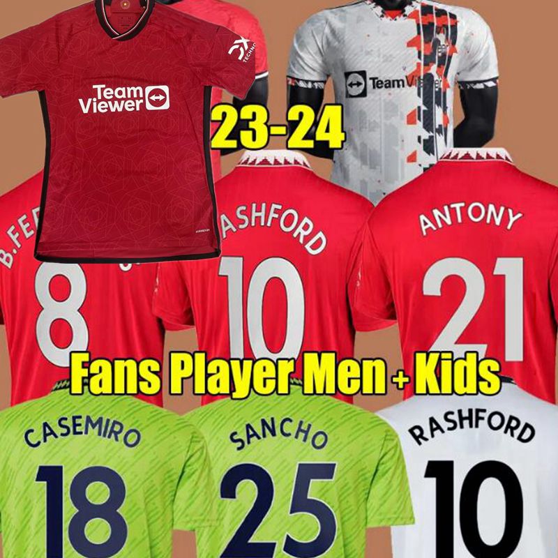 

23 24 SANCHO soccer jerseys final BRUNO FERNANDES RASHFORD MANS UTDs football shirt 2023 men kids kit Weghorst ERIKSEN CASEMIRO MANCHESTERS Martial fans player, 3rd