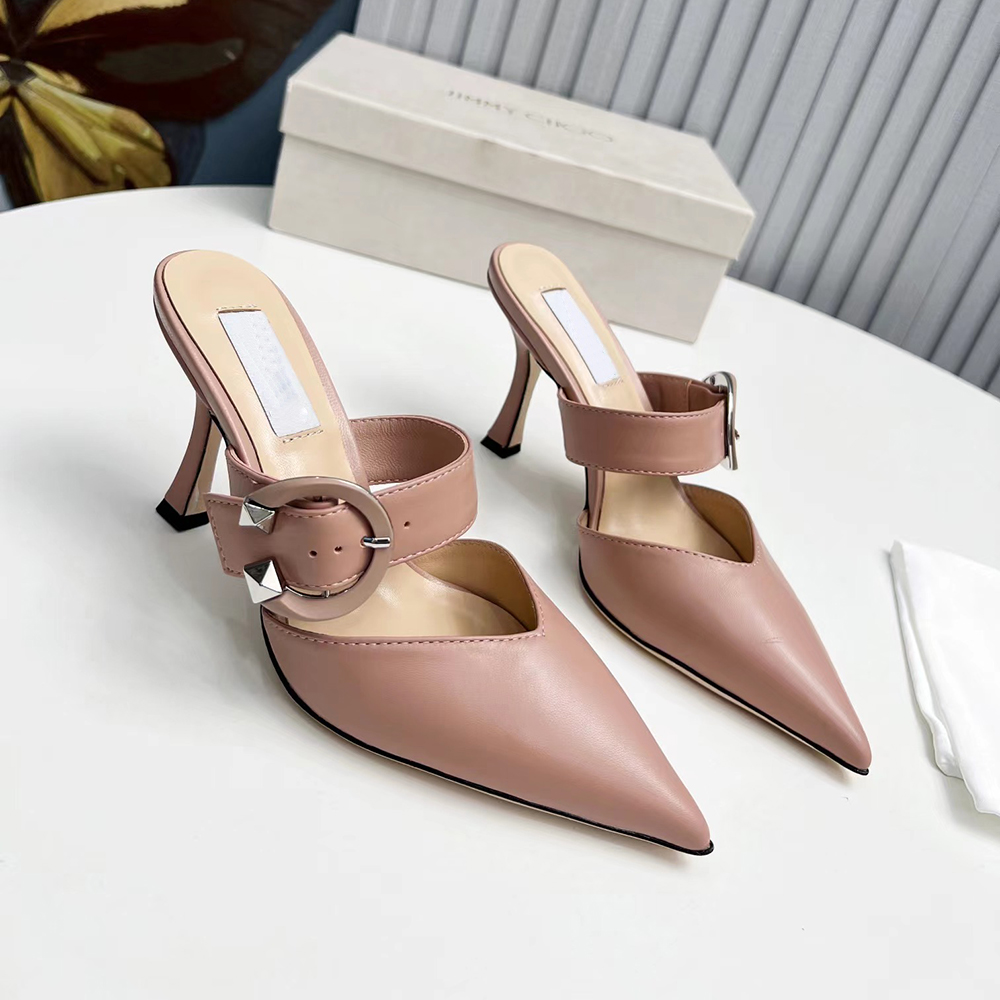 

Women's dermis pointed Stiletto slippers Strap buckle mules Pumps Evening shoes sandals Luxury designers high heeled shoes factory footwear 35-41 With box, Customize