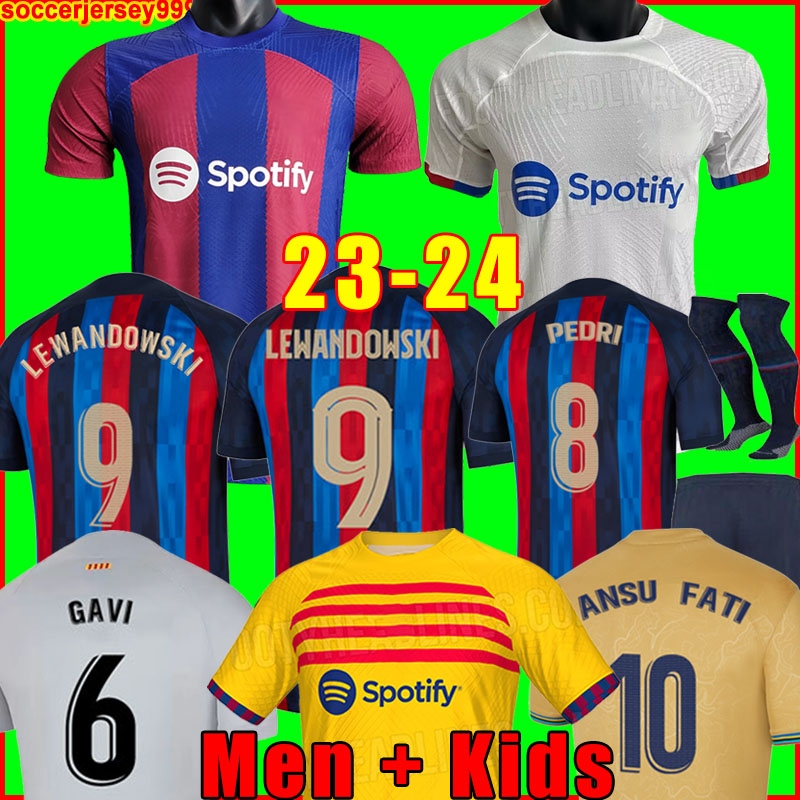 

LEWANDOWSKI soccer jerseys 22 23 24 ANSU FATI BARCELONAS PEDRI GAVI FERRAN RAPHINHA 2023 2024 F. DE JONG DEST DEMBELE Camisetas football shirt men kids kit equipment, 22/23 men away + patch1