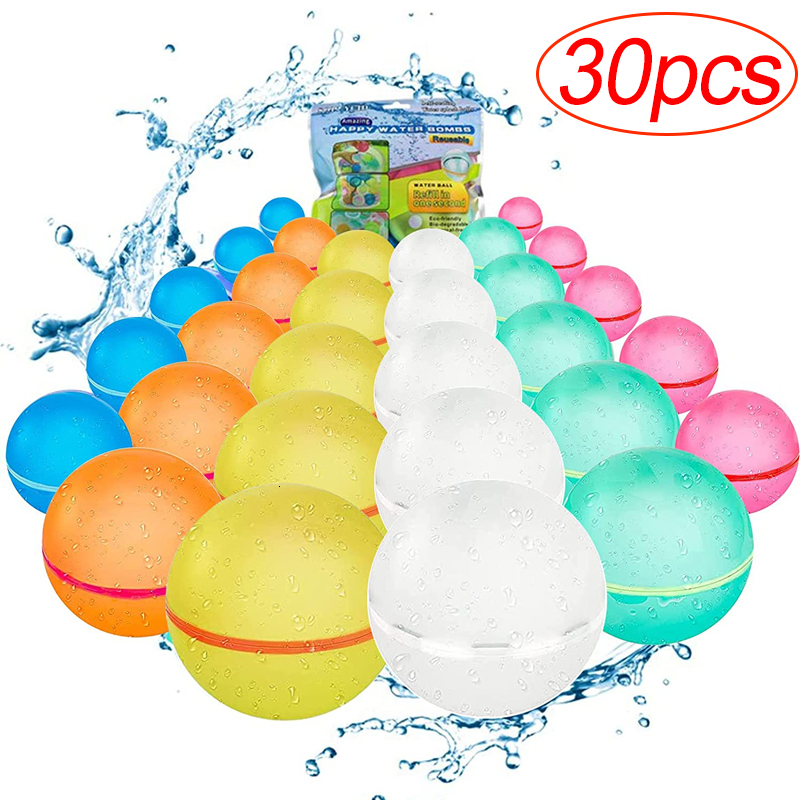 

Sand Play Water Fun 30pcs Wholesale Silicone Reusable Water Balloons Summer Beach Play Games Water Balls 230529
