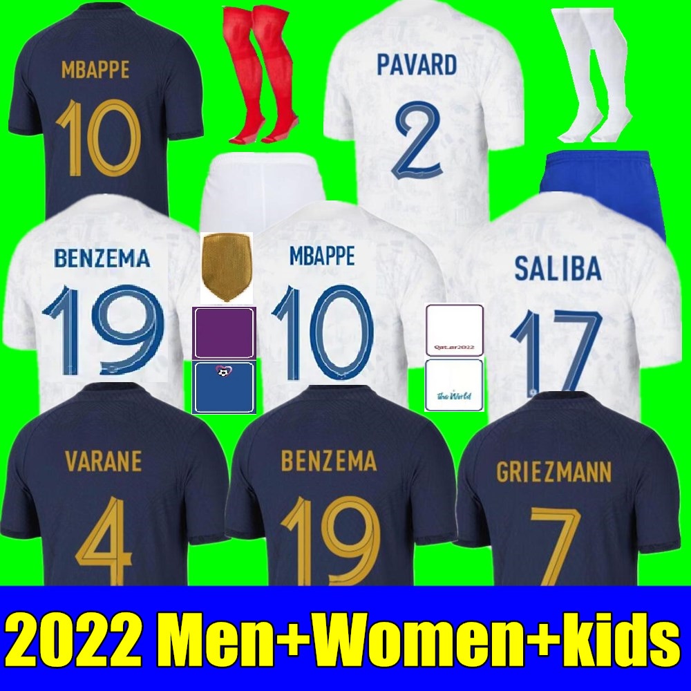 

Maillots de football 2022 World Cup Soccer Jersey French BENZEMA Football shirts MBAPPE France GRIEZMANN POGBA kante maillot foot kit shirt MEN kids kits sets, Women away+world cup patch