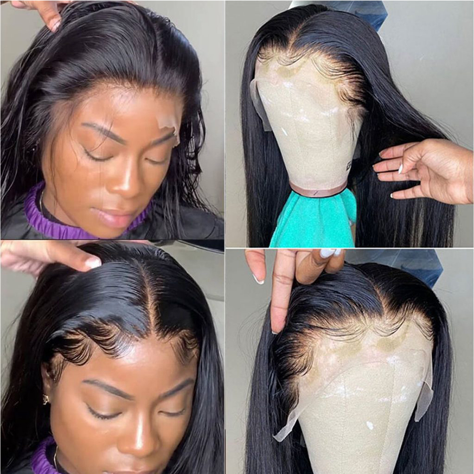 

New Product Transparent Lace Frontal Human Hair Wigs Remy For Women 26 Inch Bone Straight Human Hair Wig Pre Plucked 13x4 Lace Front Wig, Natural color