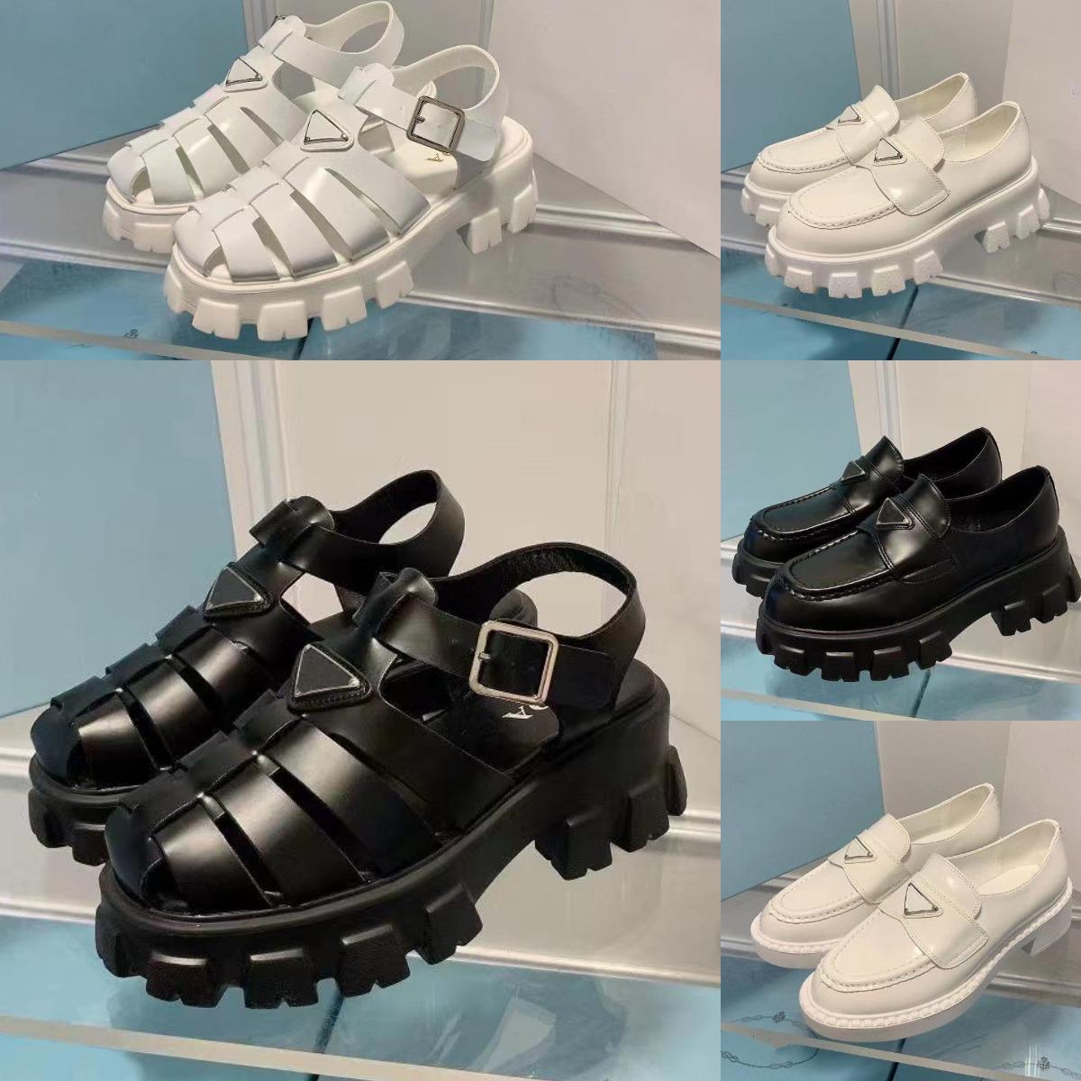 

2023 Designer Lady Leather Sandals Rubber Sandal Womens Fisherman Platform Slides Triangle Metal Logo Slippers Beach Loafers Round Toe Sandals, Color#