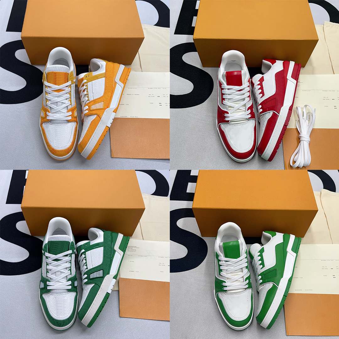 

Top Designer Casual Shoes Logo Embossed Trainer Sports Shoes Printed Rubber Sole Triple Color Denim Low Top Men Women Lacing Couple Board Shoes Size 36-45 with Box, 11