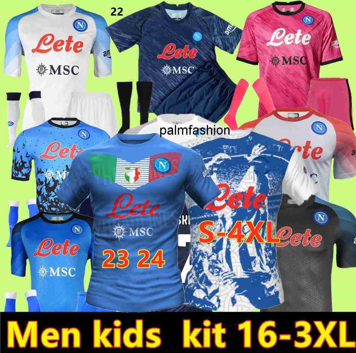 

23  SSC Napoli Soccer Jerseys KVARATSKHELIA LOZANO OSIMHEN ANGUISSA Naples Football Shirt POLITANO MAGLIA MERTENS MARADONA 2023 2024 MINJAE men kids kit 16-4XL, Red 3